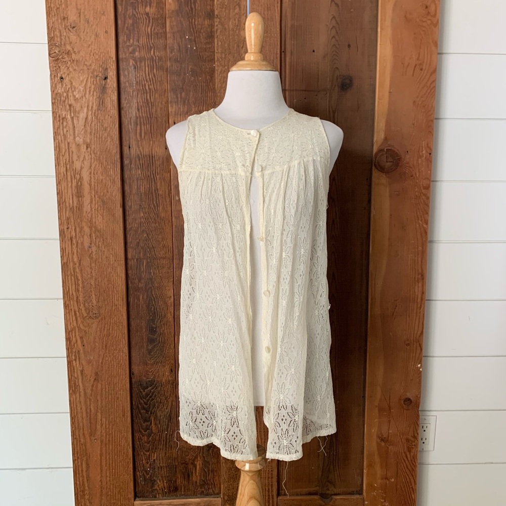 VINTAGE White Ivory Lace Vest 90’s Sizes S-L